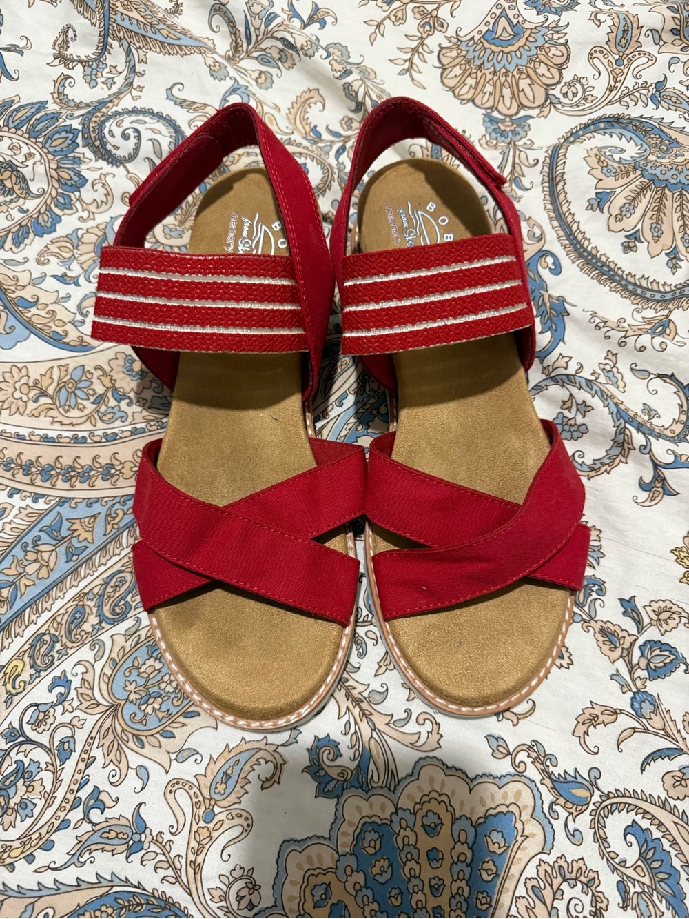 Red Women's Strappy Elastic Sandals by Bobs